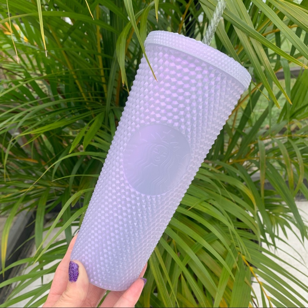 Starbucks New Icy White Iridescent Lilac Studded Tumbler Venti Cold Cup 24oz